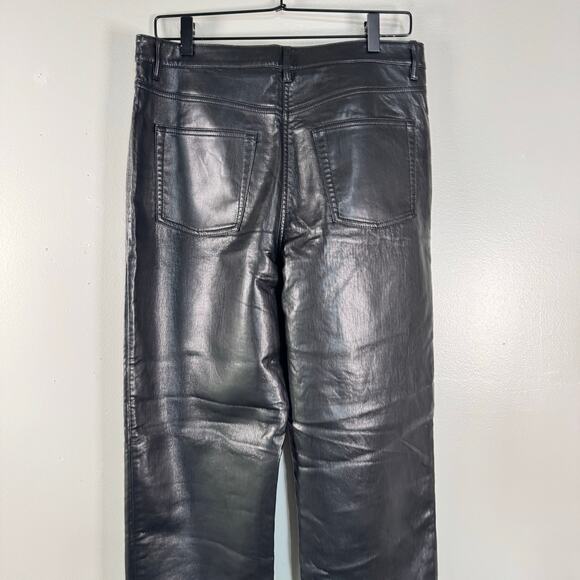 Wilfred Black Leather Pants Stretch High Waist Straight Leg Womens Size 12 - Picture 8 of 13